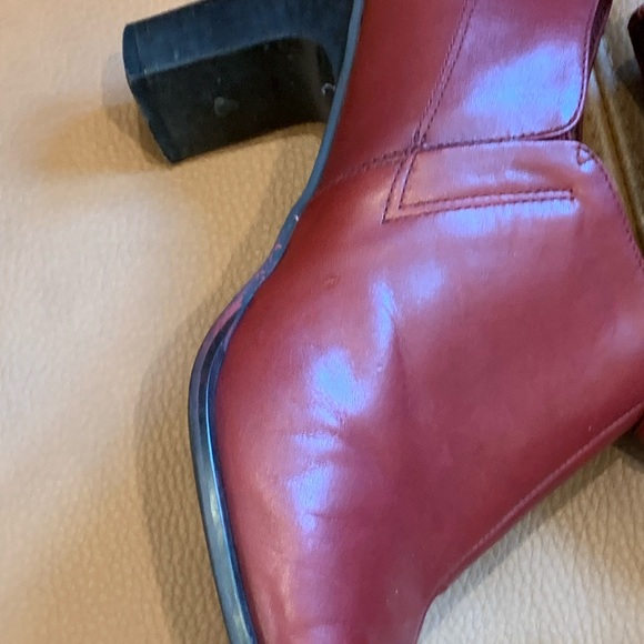 Red Leather Booties - Picture 5 of 8